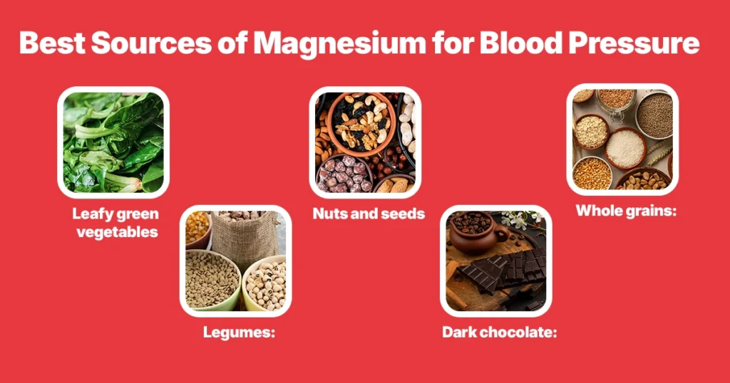 Magnesium effects on blood pressure infographic.